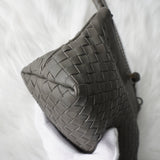 ボッテガ ヴェネタ イントレチャート レザー がま口 ハンドバッグ グレー - NEWSED