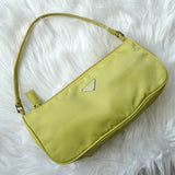 プラダ ポコノ テスート ナイロン ミニバッグ ハンドバッグ ポーチ ライムグリーン - NEWSED