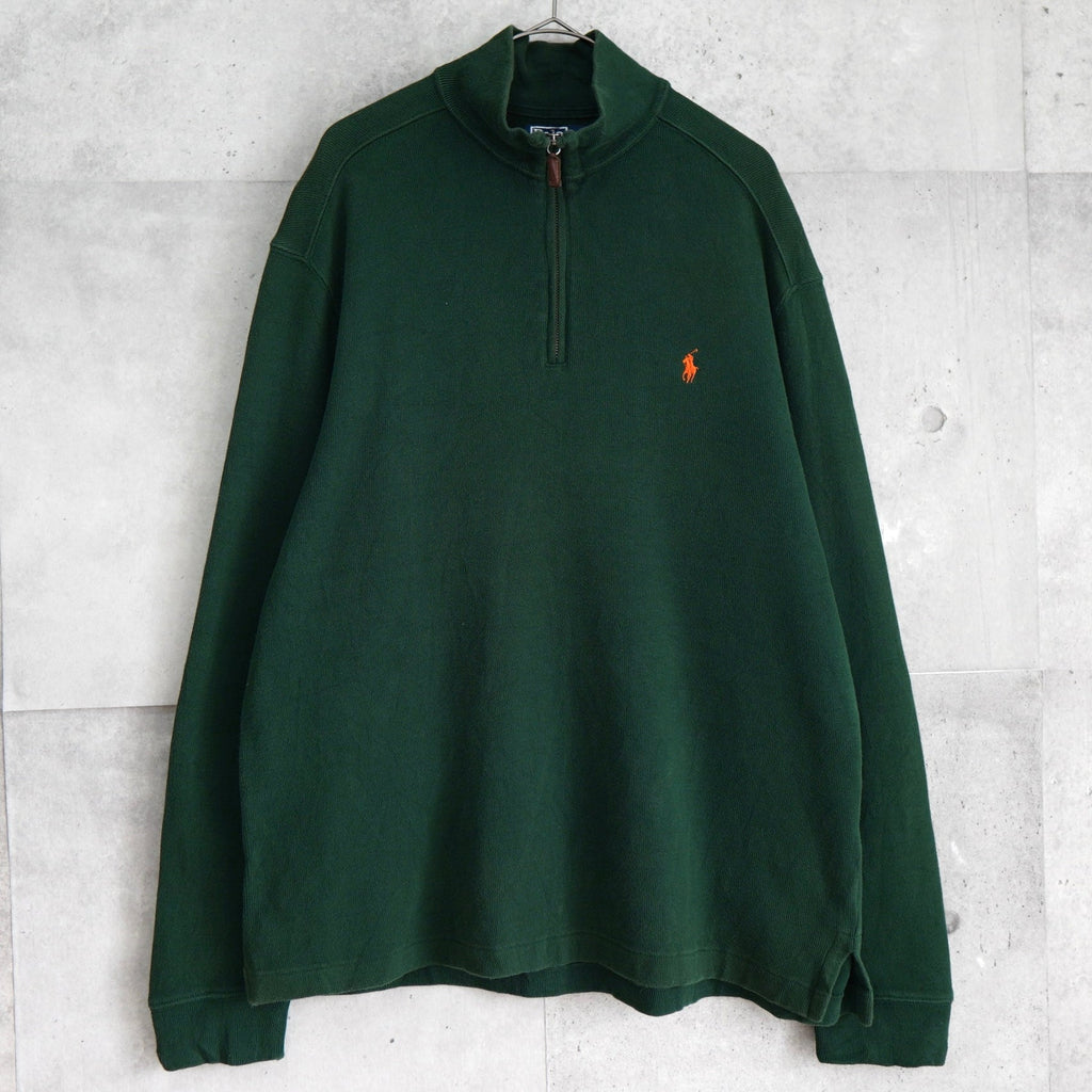 ポロ バイ ラルフローレン ハーフジップ スウェット ロゴ刺繍 ダークグリーン