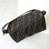 フェンディ マンマバケット ズッカ キャンバス / レザー ワンショルダーバッグ ブラウン - NEWSED