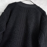 アディダス ロゴ 刺繍 ノーカラー ボアコート ブラック - NEWSED