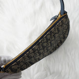 クリスチャン ディオール サドル キャンバス / レザー ハンドバッグ ワンショルダーバッグ ネイビー - NEWSED