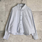 アミパリ アミ パリス ハートロゴ クロップドシャツ 長袖シャツ ブルーグレー - NEWSED