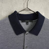 Gucci logo embroidered short sleeve polo shirt in navy/gray
