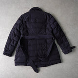 バーバリー ブリット ノバチェック裏地 ダウンジャケット コート フード取り外し可 ウエストベルト付き ネイビー - NEWSED