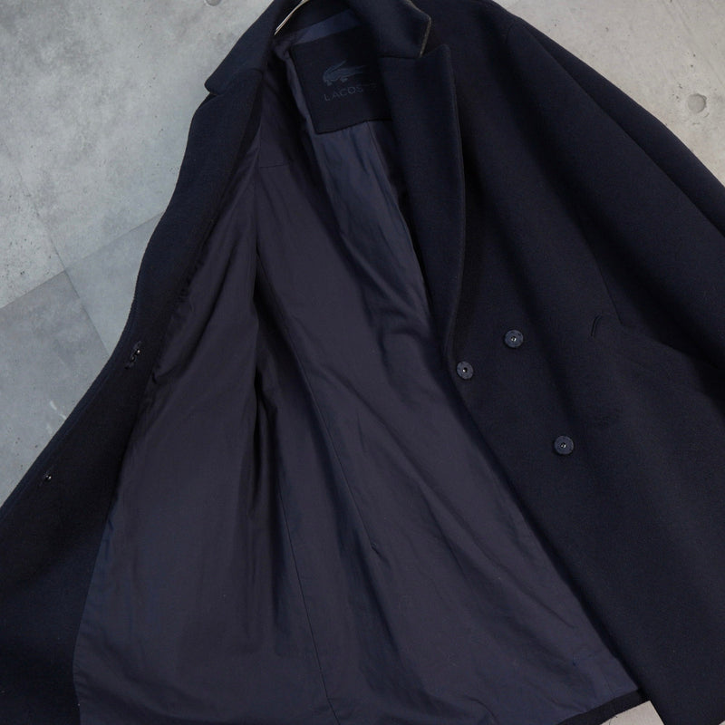 ラコステ ウールコート チェスターコート オーバーコート ネイビー - NEWSED