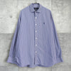 Polo Ralph Lauren logo embroidered striped long sleeve shirt in blue/white