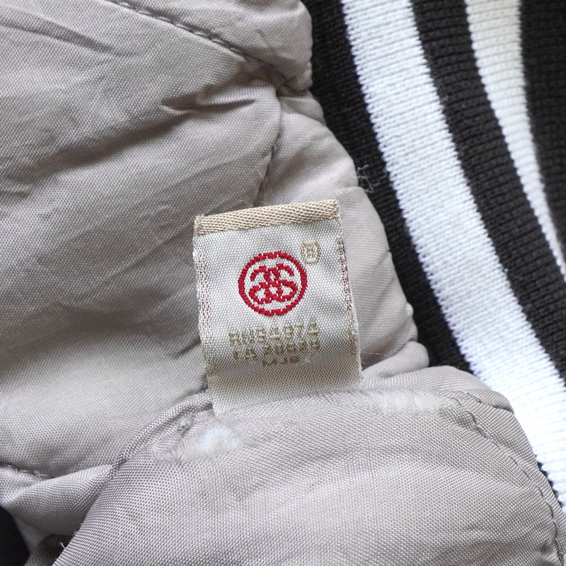 ステューシー ロゴ 刺繍 スタジャン ブラック - NEWSED