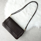 ボッテガ ヴェネタ イントレチャート レザー ショルダーバッグ ブラウン - NEWSED