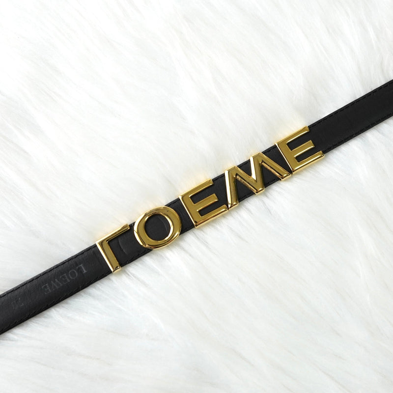 ロエベ ヴィンテージ ロゴ ゴールド金具 ベルト ブラック レディース - NEWSED