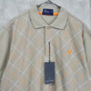 Fred Perry 徽标刺绣格纹短袖 Polo 衫，米色，未使用，带标签