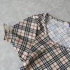 Burberry Blue Label Horse Logo Embroidered Nova Check Ribbon Short Sleeve Top Beige Women's