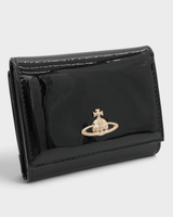 ヴィヴィアン ウエストウッド オーブ パテント レザー 三つ折り財布 ブラック - NEWSED