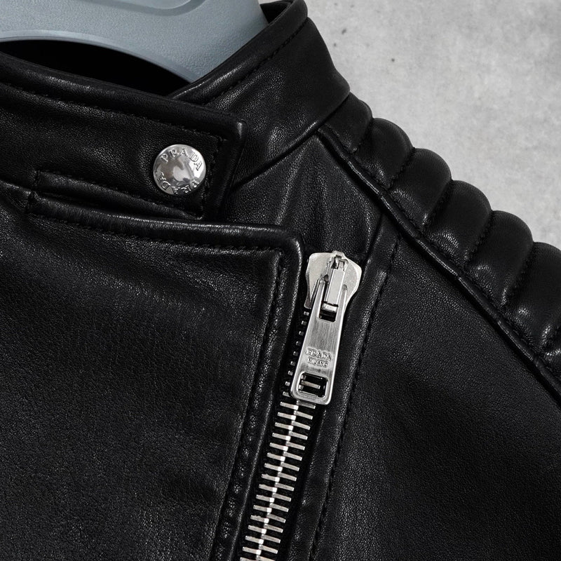 プラダ ダブル レザージャケット レディース ブラック - NEWSED