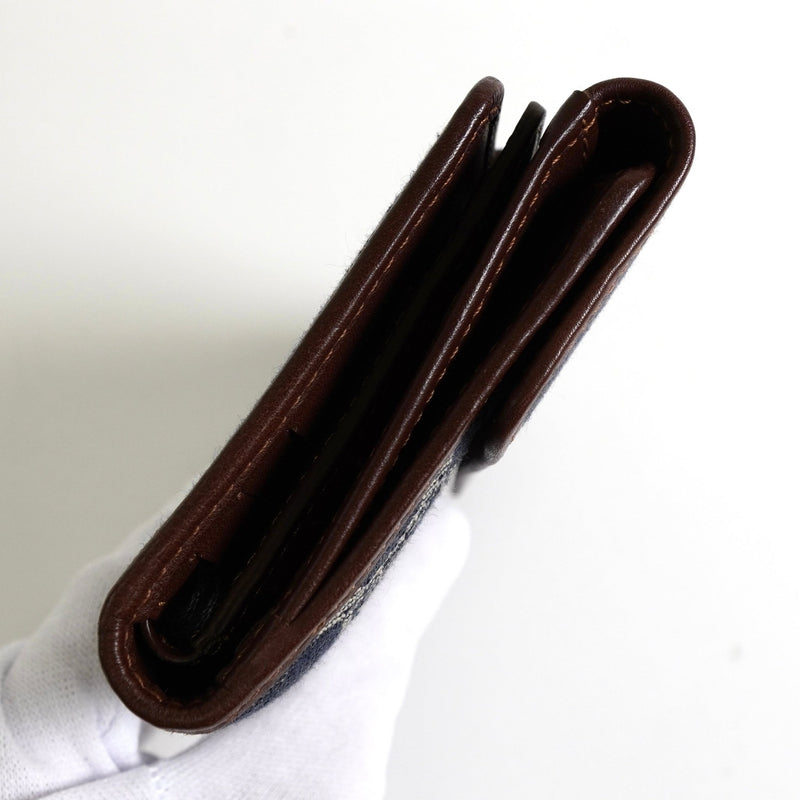 セリーヌ パリマカダム デニム / レザー コンパクトウォレット 二つ折り財布 ブルー / ブラウン - NEWSED