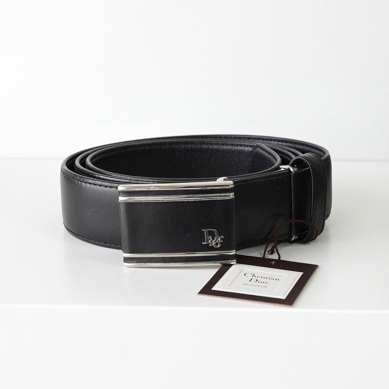 クリスチャン ディオール レザー ベルト 差し込み型 シルバー  