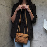 プラダ トライアングルロゴ ポコノ テスート ナイロン キルティング チェーン ミニ ショルダーバッグ ブラウン - NEWSED