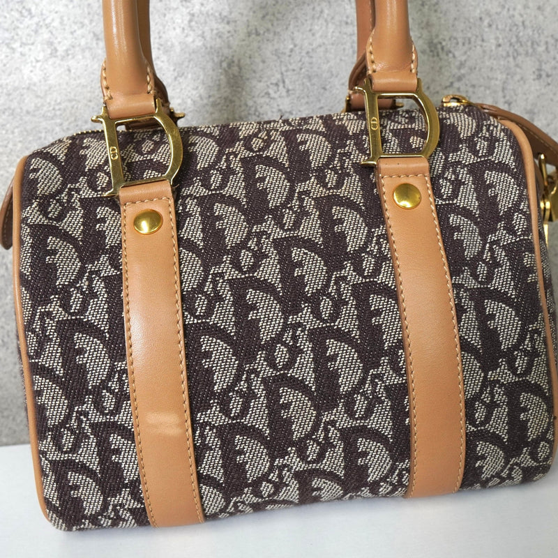 クリスチャン ディオール トロッター キャンバス / レザー ミニボストンバッグ ブラウン - NEWSED