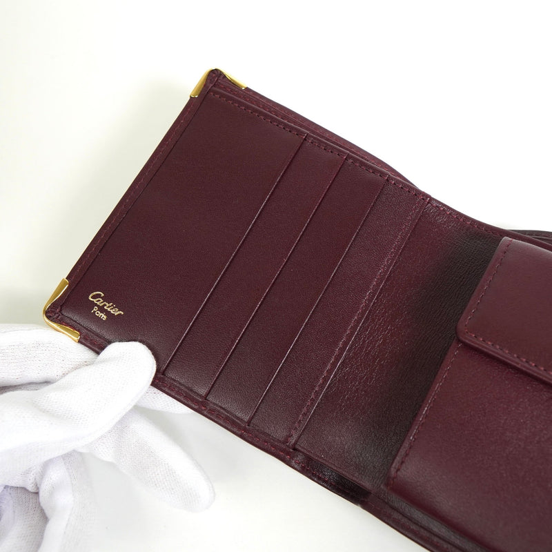 カルティエ マスト レザー 二つ折り財布 ボルドー - NEWSED