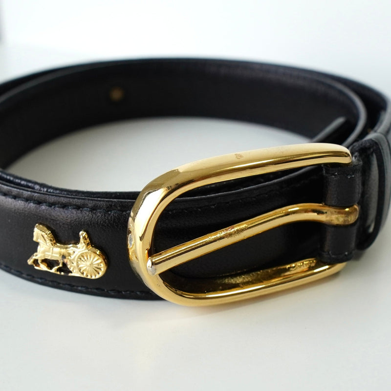 セリーヌ ヴィンテージ 輪馬車 サルキー レザー ベルト ブラック - NEWSED