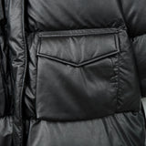 エムエムシックス メゾン マルジェラ オーバーサイズ フェイクレザー ダウンジャケット ダウンコート ブラック レディース タグ付き未使用品 - NEWSED