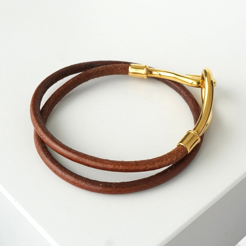 エルメス レザー ジャンボ チョーカー ブレスレット ブラウン 箱付き - NEWSED