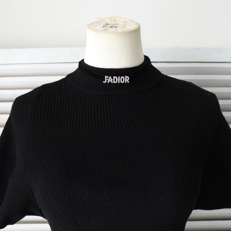 クリスチャン ディオール ラインストーン ベルベット チョーカー ブラック - NEWSED