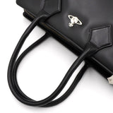 ヴィヴィアン ウエストウッド オーブ レザー ハンドバッグ 自立型 ブラック - NEWSED