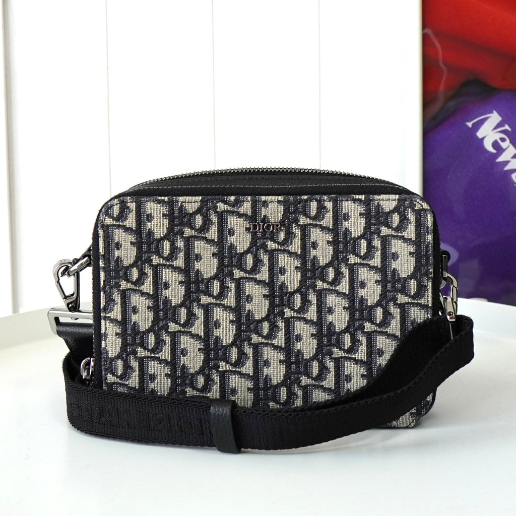 Dior Trotter 帆布/皮革钱包包单肩包海军蓝