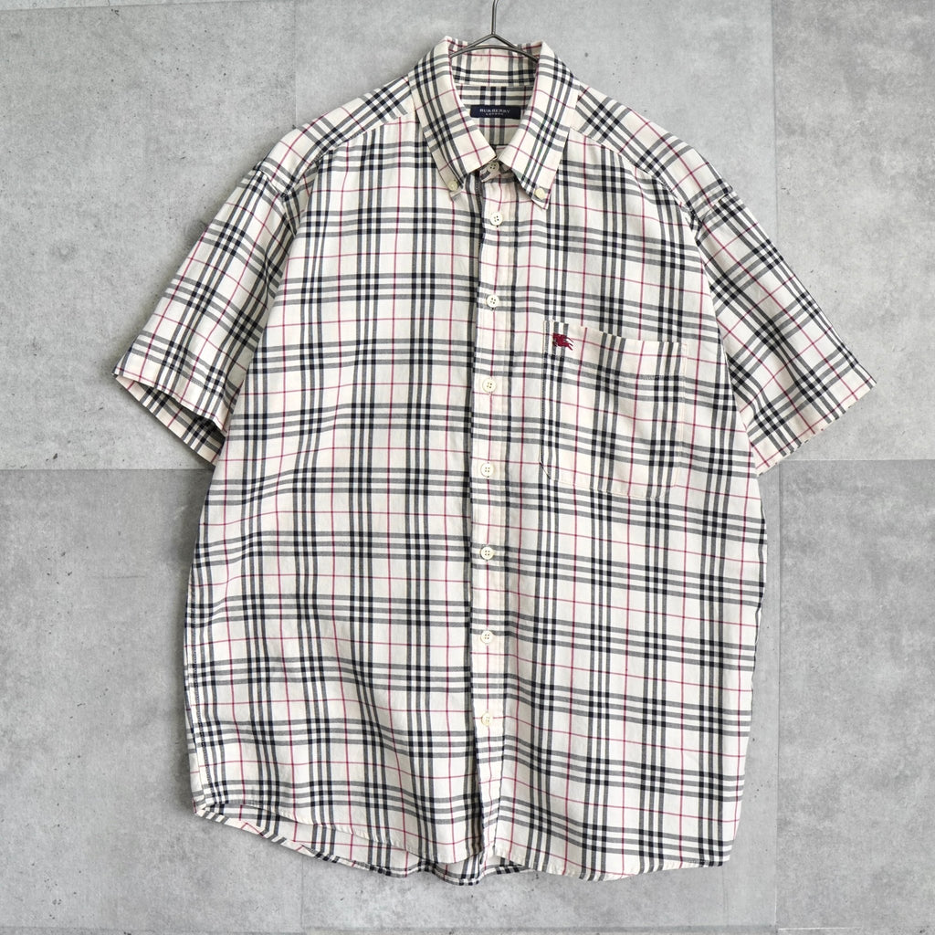 Burberry London Nova 象牙白格纹短袖衬衫