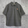 Maison Kitsune Fox 半拉链条纹全印花短袖 Polo 衫（灰色）