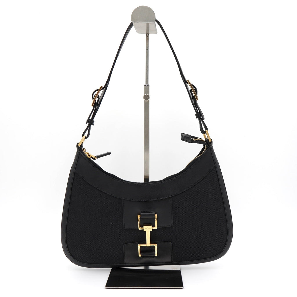 グッチ ジャッキー ワンショルダーバッグ キャンバス / レザー ブラック