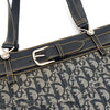 クリスチャン ディオール トロッター キャンバス / レザー トートバッグ ネイビー