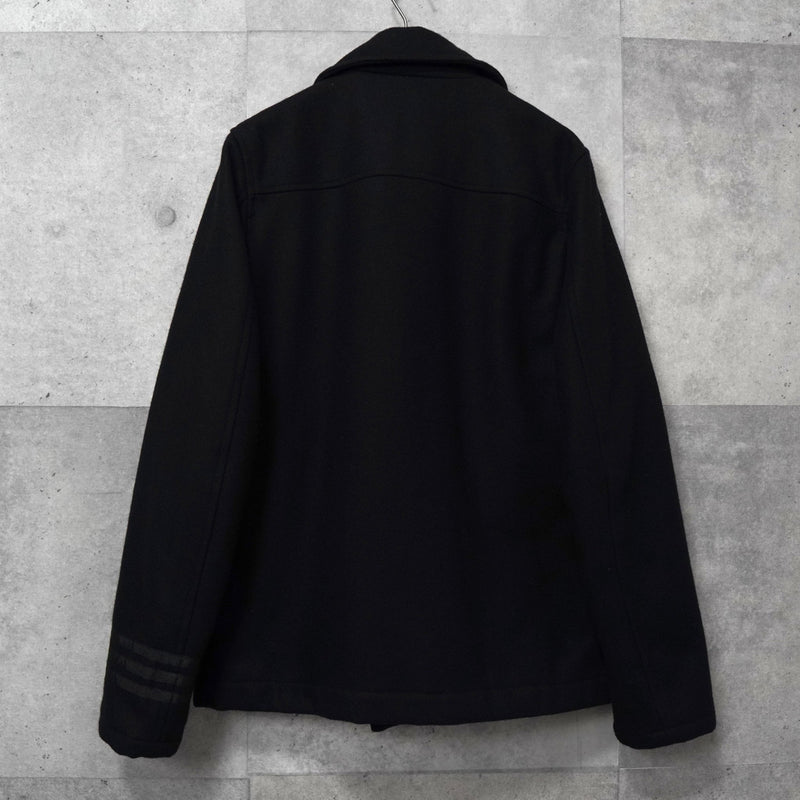 アディダス ロゴ ジッパー ウール ピーコート メンズ ブラック - NEWSED