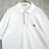 バーバリー ヴィンテージ ホースロゴ 刺繍 半袖ポロシャツ ホワイト - NEWSED