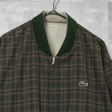 ラコステ リバーシブル ロゴパッチ チェック柄 スウィングトップ ブルゾン オフホワイト / カーキ - NEWSED