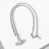 ヴィヴィアン ウエストウッド オーブ ラインストーン シルバー ネックレス 箱付き - NEWSED