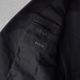 グッチ 金ボタン シングル テーラードジャケット ブレザー ブラック - NEWSED