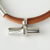 エルメス トグル レザー ブレスレット チョーカー シルバー / ブラウン