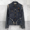 Vivienne Westwood Orb Embroidered Distressed Back Print Denim Jacket Blue Women's