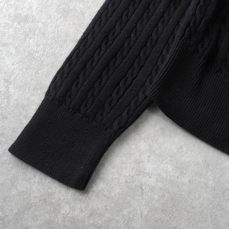 ポロ ラルフローレン ロゴ 刺繍 ケーブル編み カーディガン ブラック キッズ - NEWSED