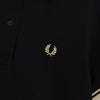 Fred Perry 徽标刺绣短袖 Polo 衫 黑色