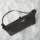 ボッテガ ヴェネタ イントレチャート レザー がま口 ハンドバッグ グレー - NEWSED