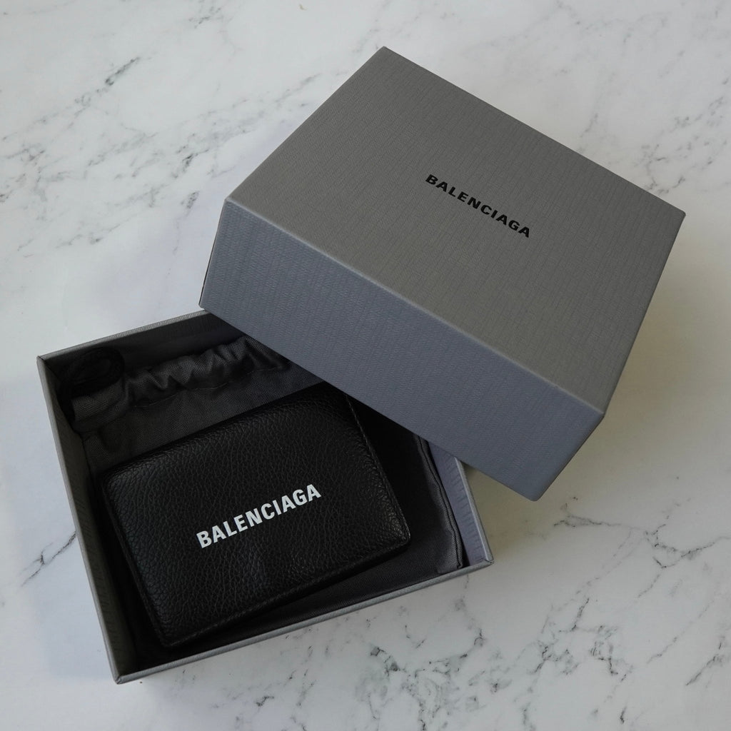 バレンシアガ エブリディ レザー 三つ折り財布 コンパクトウォレット ブラック
