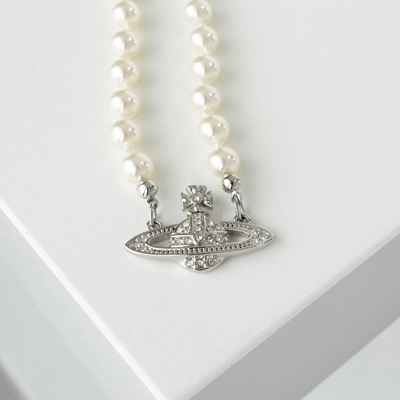 ヴィヴィアン ウエストウッド オーブ ラインストーン パール ネックレス チョーカー - NEWSED