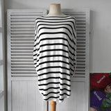 エムエムシックス メゾンマルジェラ ボートネック ボーダー ノースリーブ ポンチョ ケープ カットソー ブラック / ホワイト レディース - NEWSED