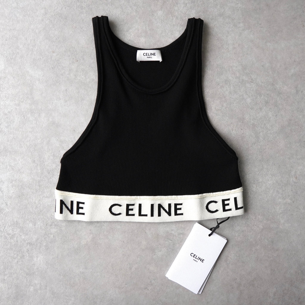 Celine logo tube top in black, unused with tags