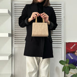 フェンディ ズッカ カシミヤ / レザー ミニハンドバッグ ベージュ - NEWSED