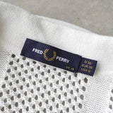 フレッドペリー ロゴ 刺繍 透かし編み 鍵編み ニットポロ ホワイト - NEWSED