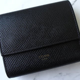 セリーヌ レザー スモール トリフォールドウォレット 二つ折り財布 ブラック - NEWSED